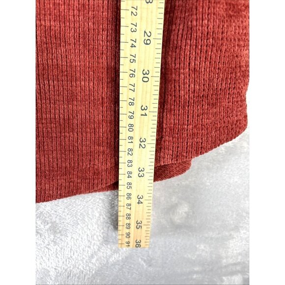 Selfie Leslie Diva Velvet Yarn Knit Sweater Dress Puff Sleeve Rust Womens Size L - Picture 10 of 15